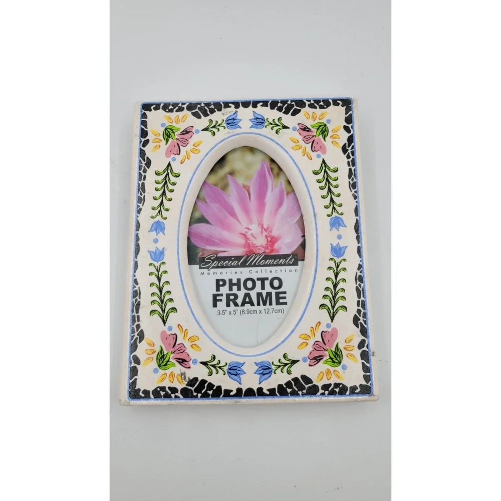Special‎ Moments Ceramic Floral Picture Photo Frame 3.5 X 5 Cottage Maximalist